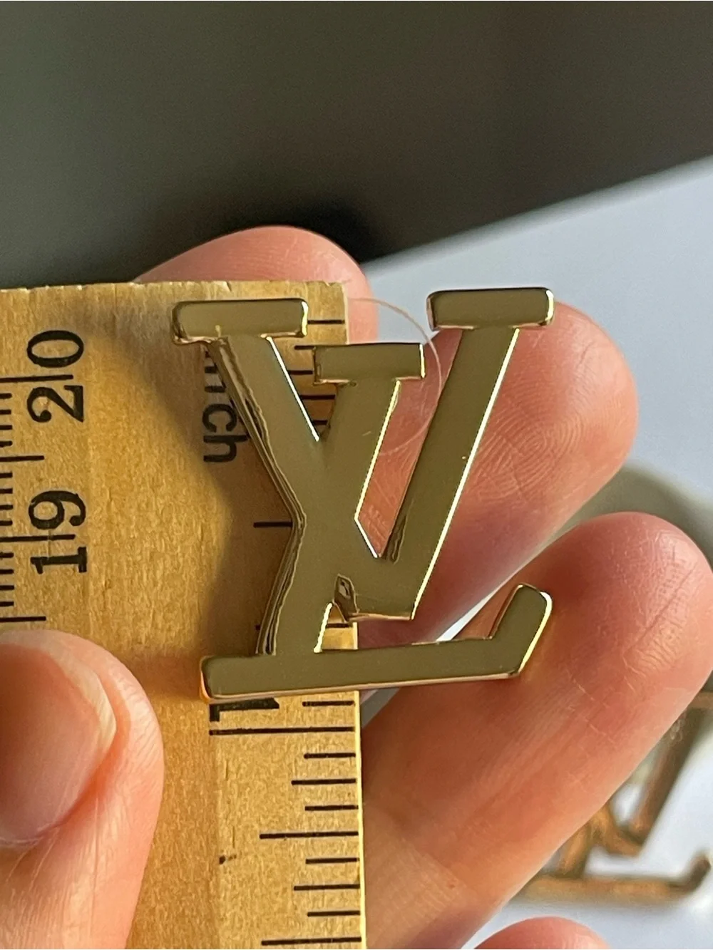 Polished Gold LV Monogram oversized stud earrings